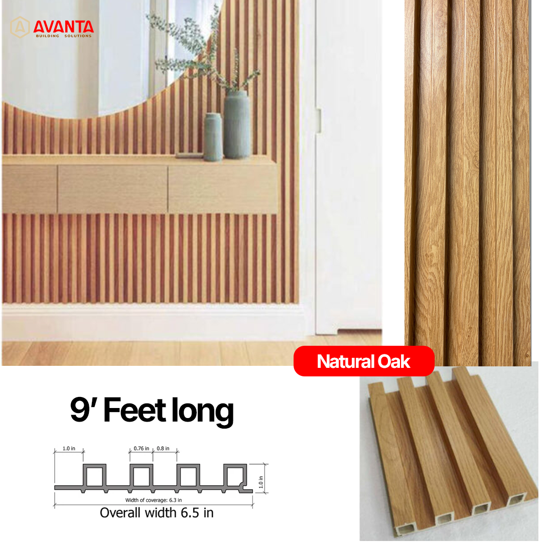 WPC Fluted Wall Panel – Natural Oak – 9 ft