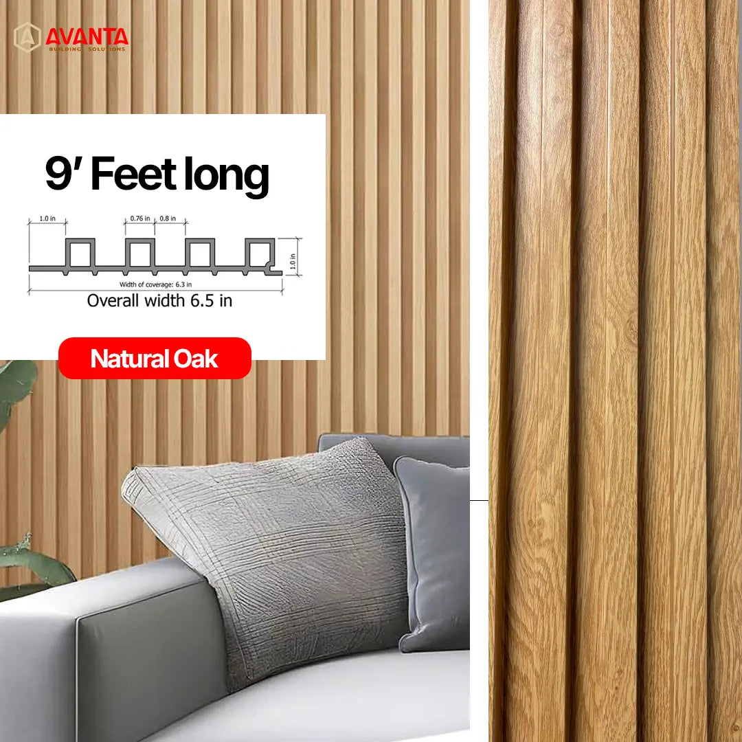 WPC Fluted Wall Panel – Natural Oak – 9 ft