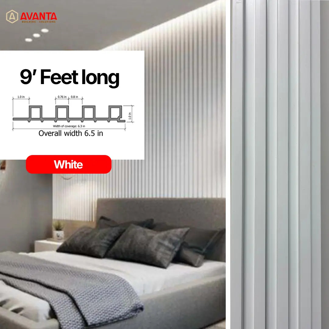 WPC Fluted Wall Panel – White – 9 ft