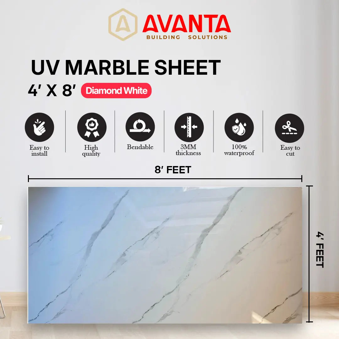 UV Marble Sheet – Diamond White