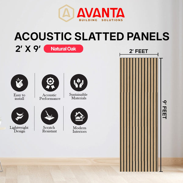 Natural Oak Acoustic Slatted Panel